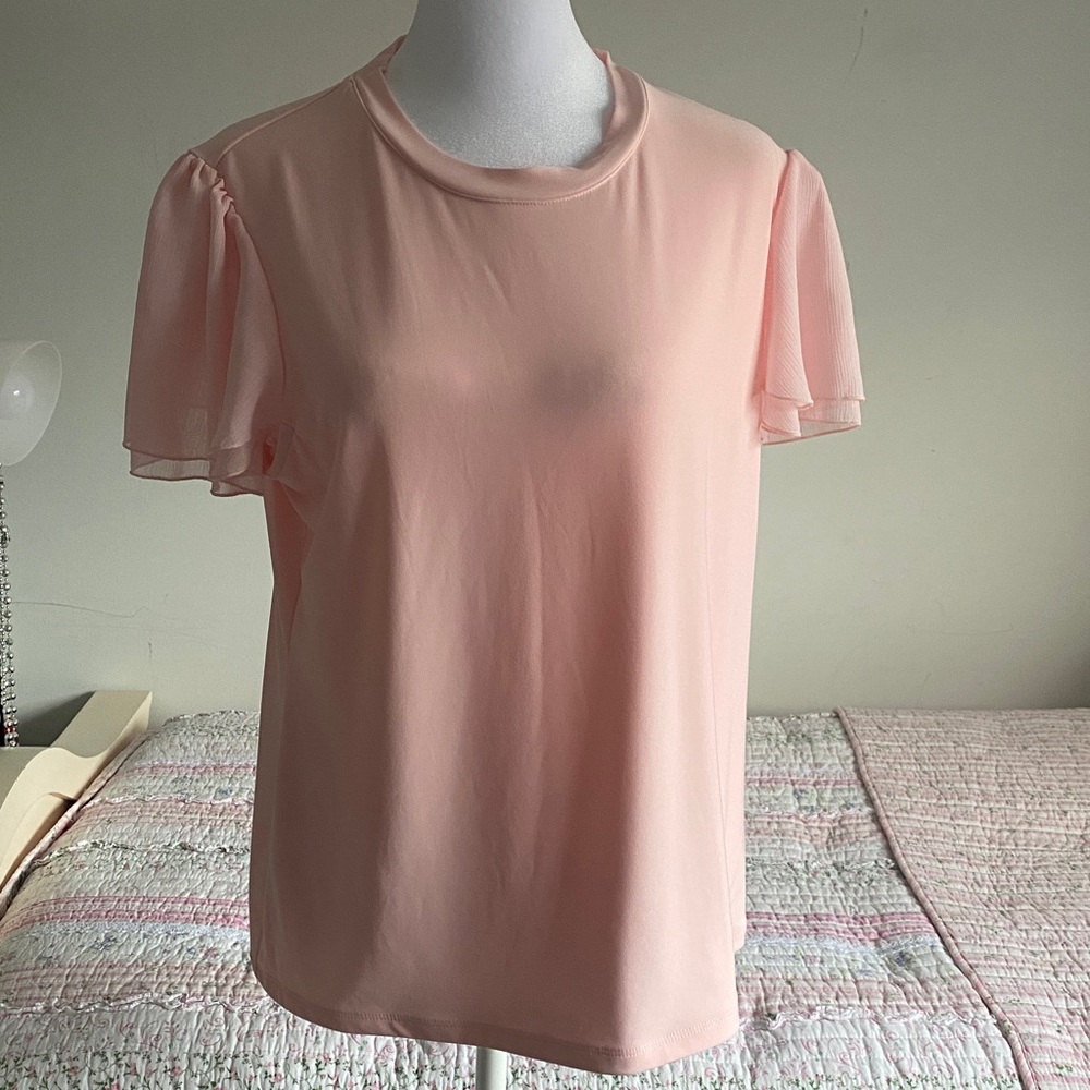 Tommy Hilfiger | Blush Pink Chiffon Flutter Sleeve Top
